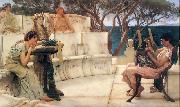 Sir Lawrence Alma-Tadema,OM.RA,RWS Sappho and Alcaeus oil painting on canvas